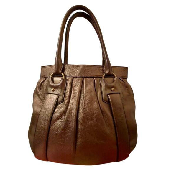 Banana Republic Bag Bronze Metallic Leather Shoulder Hobo Top Handle Vintage Y2K